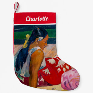 Calcetín Navideño Pequeño Paul Gauguin - Mujeres tahitianas en la playa