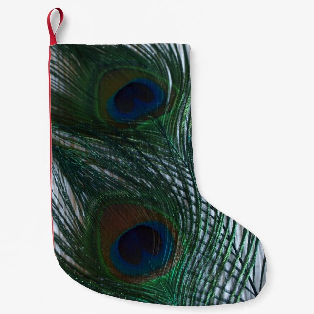 Calcetín Navideño Pequeño Pavo real con blanco (Anverso)