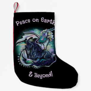 Calcetín Navideño Pequeño Paz en Dragón de la Tierra y Unicornio