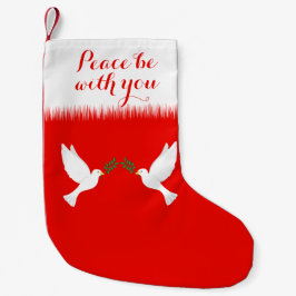 Calcetín Navideño Pequeño Paz sea contigo y palomas blancas