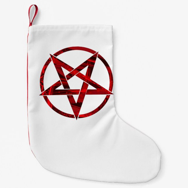 Calcetín Navideño Pequeño Pentagram del diablo Rojo (Anverso)