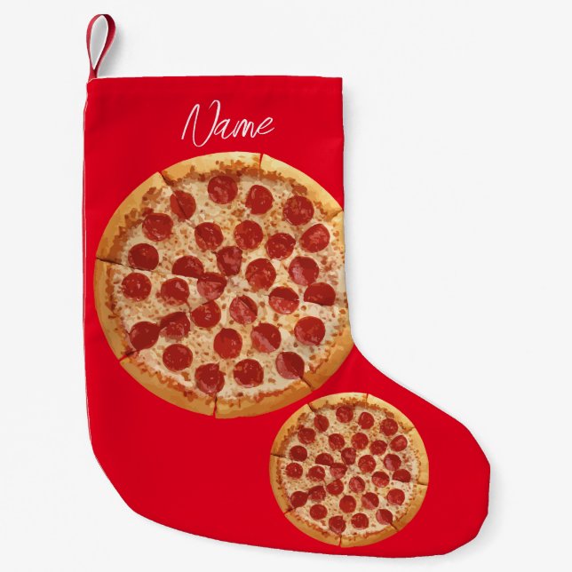 Calcetín Navideño Pequeño Pepperoni Pizza Thunder_Cove (Anverso)