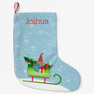 Calcetín Navideño Pequeño Pequeño Gnome En Sleigh Con Regalos