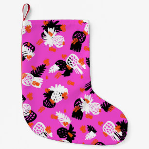 Calcetín Navideño Pequeño Pequeño patrón de color marrón con motivos tropica