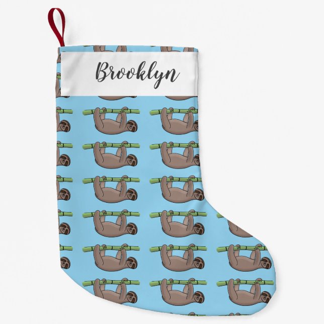 Calcetín Navideño Pequeño Pereza sonriente suave en el ilustracion personali (Anverso)