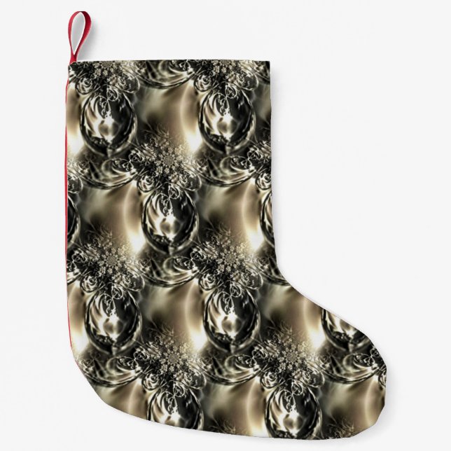 Calcetín Navideño Pequeño Perlas doradas (Anverso)