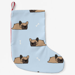 Calcetín Navideño Pequeño Perrito de bulldog francés lindo durmiendo sin cos