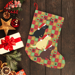 Calcetín Navideño Pequeño Perritos de Labrador del edredón del navidad