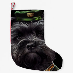 Calcetín Navideño Pequeño Perro Affenpinscher con vestido de San Patricio