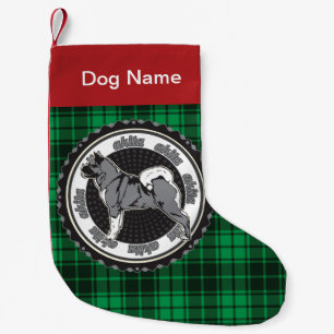 Calcetín Navideño Pequeño Perro Akita: Perro personalizado que engendra verd