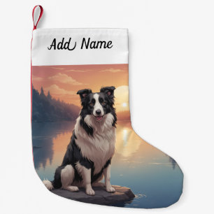 Calcetín Navideño Pequeño Perro Border Collie