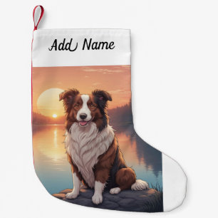 Calcetín Navideño Pequeño Perro Border Collie