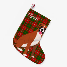 Calcetín Navideño Pequeño Perro Boxer Personalizado