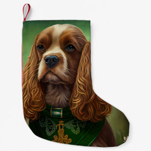 Calcetín Navideño Pequeño Perro Cocker Spaniel con vestido del día de San Pa