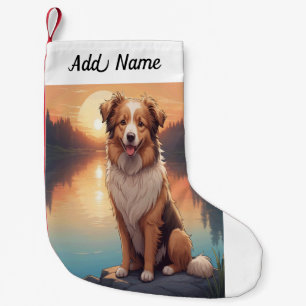 Calcetín Navideño Pequeño Perro Collie