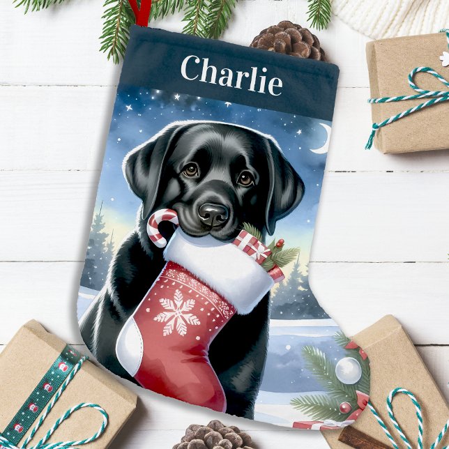 Calcetín Navideño Pequeño Perro de cachorro festivo recuperador de labrador  (Subido por el creador)