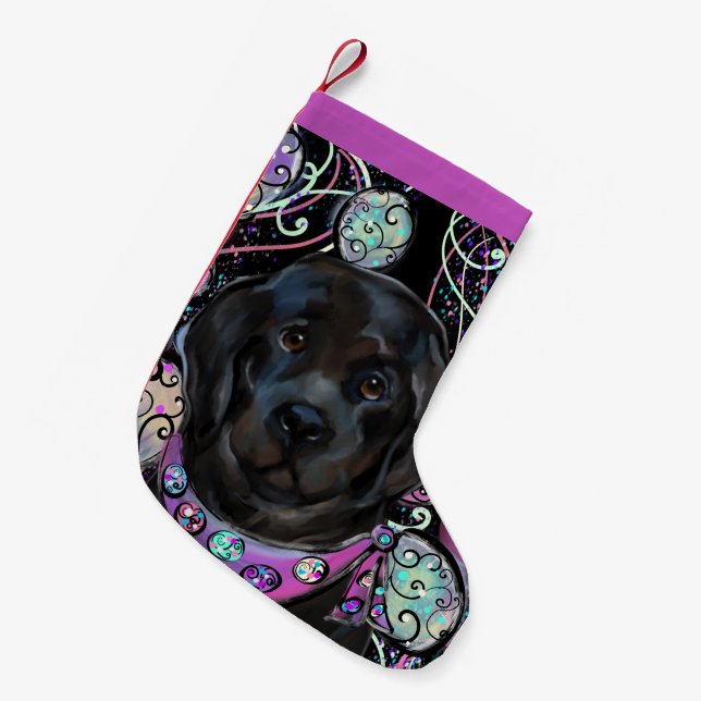 Calcetín Navideño Pequeño Perro de Terranova (Frente (Colgado))