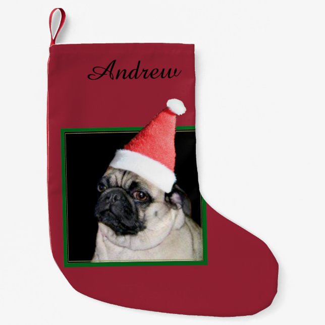 Calcetín Navideño Pequeño Perro del barro amasado del navidad (Anverso)