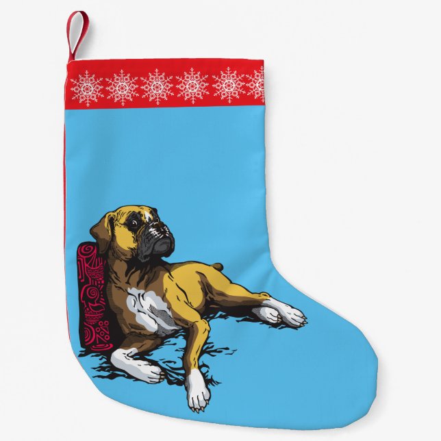 Calcetín Navideño Pequeño perro del boxeador (Anverso)