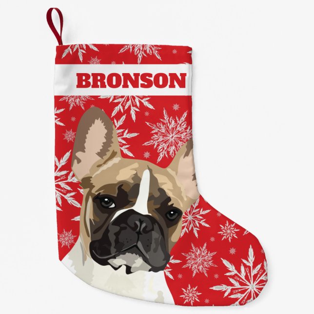 Calcetín Navideño Pequeño Perro Mascota personalizado| Regalo de Bulldog fra (Anverso)