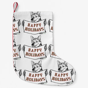 Calcetín Navideño Pequeño Perro navidad: Felices fiestas