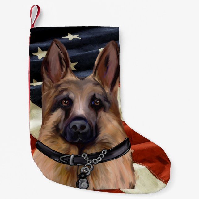 CALCETÍN NAVIDEÑO PEQUEÑO PERRO PASTOR ALEMÁN (Anverso)