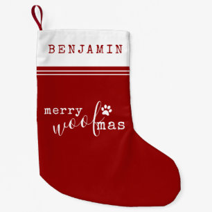 Calcetín Navideño Pequeño Perro personalizado Merry WOOFmas