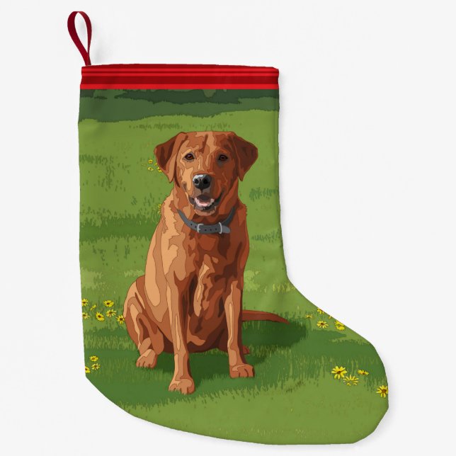 Calcetín Navideño Pequeño Perro recuperador del labrador rojo Fox (Anverso)