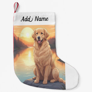 Calcetín Navideño Pequeño Perro Retriever Dorado