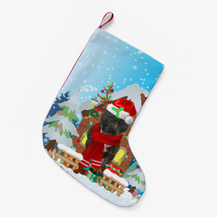 Calcetín Navideño Pequeño Perro Staffordshire Bull Terrier con regalo de Nav
