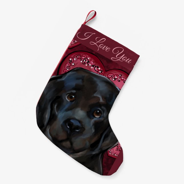 Calcetín Navideño Pequeño Perro Terranova   (Frente (Colgado))