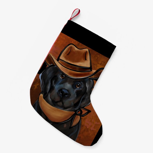 Calcetín Navideño Pequeño Perro Terranova   (Frente (Colgado))