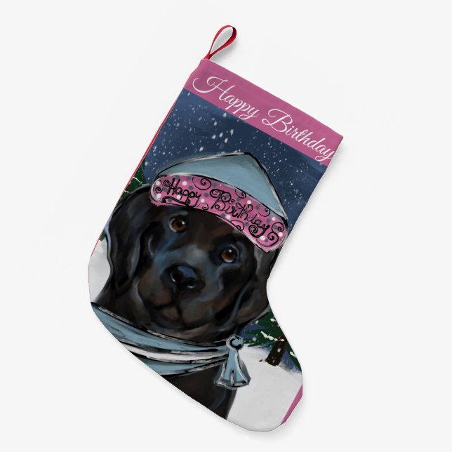 Calcetín Navideño Pequeño Perro Terranova   (Frente (Colgado))