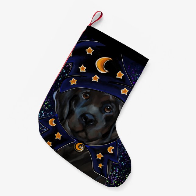 Calcetín Navideño Pequeño Perro Terranova   (Frente (Colgado))