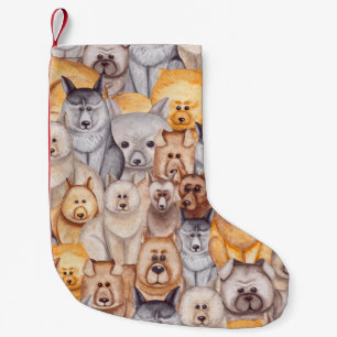 Calcetín Navideño Pequeño Perros acuarelas: diversión sin foco