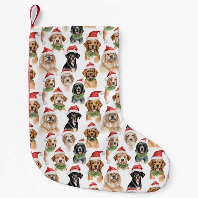 Calcetín Navideño Pequeño Perros de Navidad (Anverso)