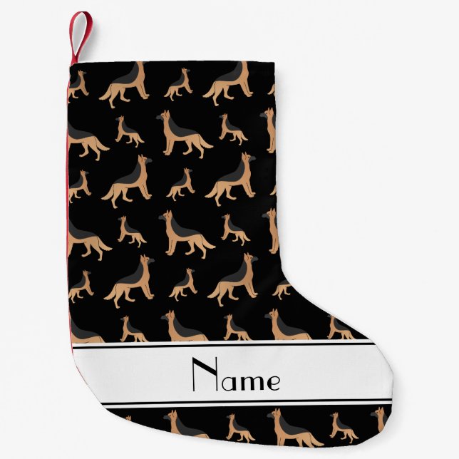 Calcetín Navideño Pequeño Perros de pastor alemán negros conocidos (Anverso)