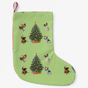 Calcetín Navideño Pequeño Perros En Santa Hats