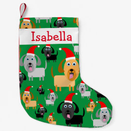 Calcetín Navideño Pequeño Perros lindos personalizados de la diversión en