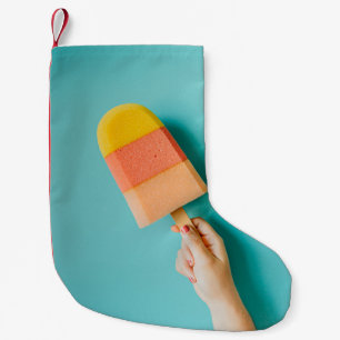 Calcetín Navideño Pequeño Persona con palas amarillas y rosas