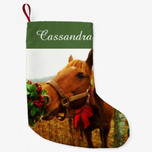 Calcetín Navideño Pequeño Personaliza con nombre / arco rojo y Mistletoe