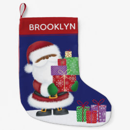 Calcetín Navideño Pequeño Personaliza Santa Americana Africana