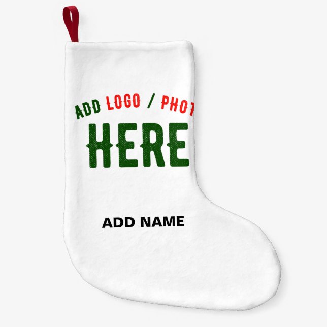 CALCETÍN NAVIDEÑO PEQUEÑO PERSONALIZABLE MODERNO ESTILO BLANCO VERIFICADO MA (Anverso)