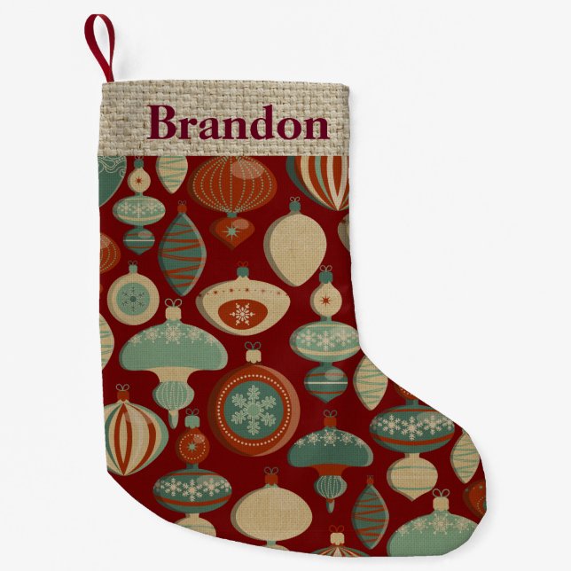 Calcetín Navideño Pequeño Personalizable Navidades de bombillas de campo (Anverso)