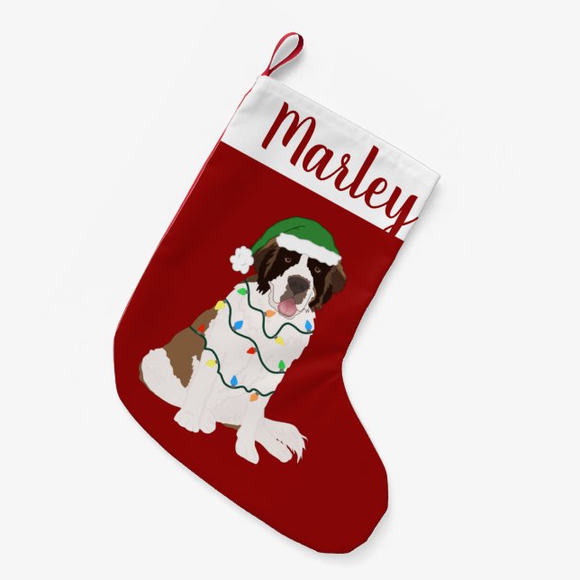 Calcetín Navideño Pequeño Personalizable Saint Bernard  (Frente (Colgado))