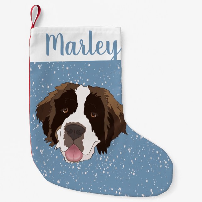 Calcetín Navideño Pequeño Personalizable Saint Bernard (Anverso)