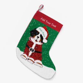 Calcetín Navideño Pequeño Personalizado Bernese Mountain Dog Santa Paws