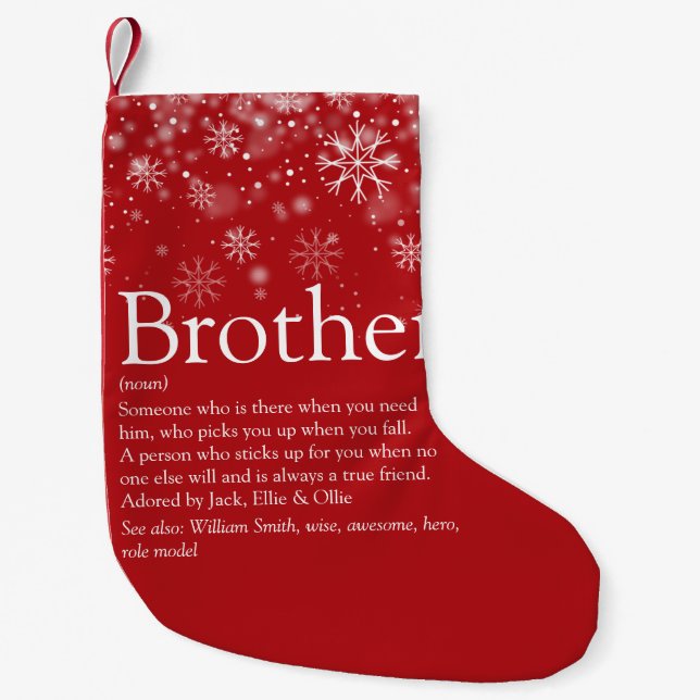 Calcetín Navideño Pequeño Personalizado Brother Definition Quita Holiday Sno (Anverso)