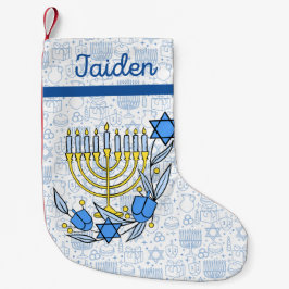 Calcetín Navideño Pequeño Personalizado Chanukkah Dreidel Candles Hanukkah B