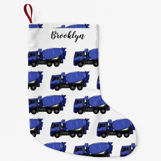 Calcetín Navideño Pequeño Personalizado de camión de transporte de mezcla de (Anverso)